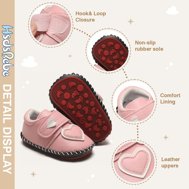 HsdsBebe Baby Boys Girls Pu Leather Hard Bottom Walking Sneakers Toddler Rubber Sole First Walkers Infant Cartoon Slippers Crib Shoes(12-18 Months) - Image 5